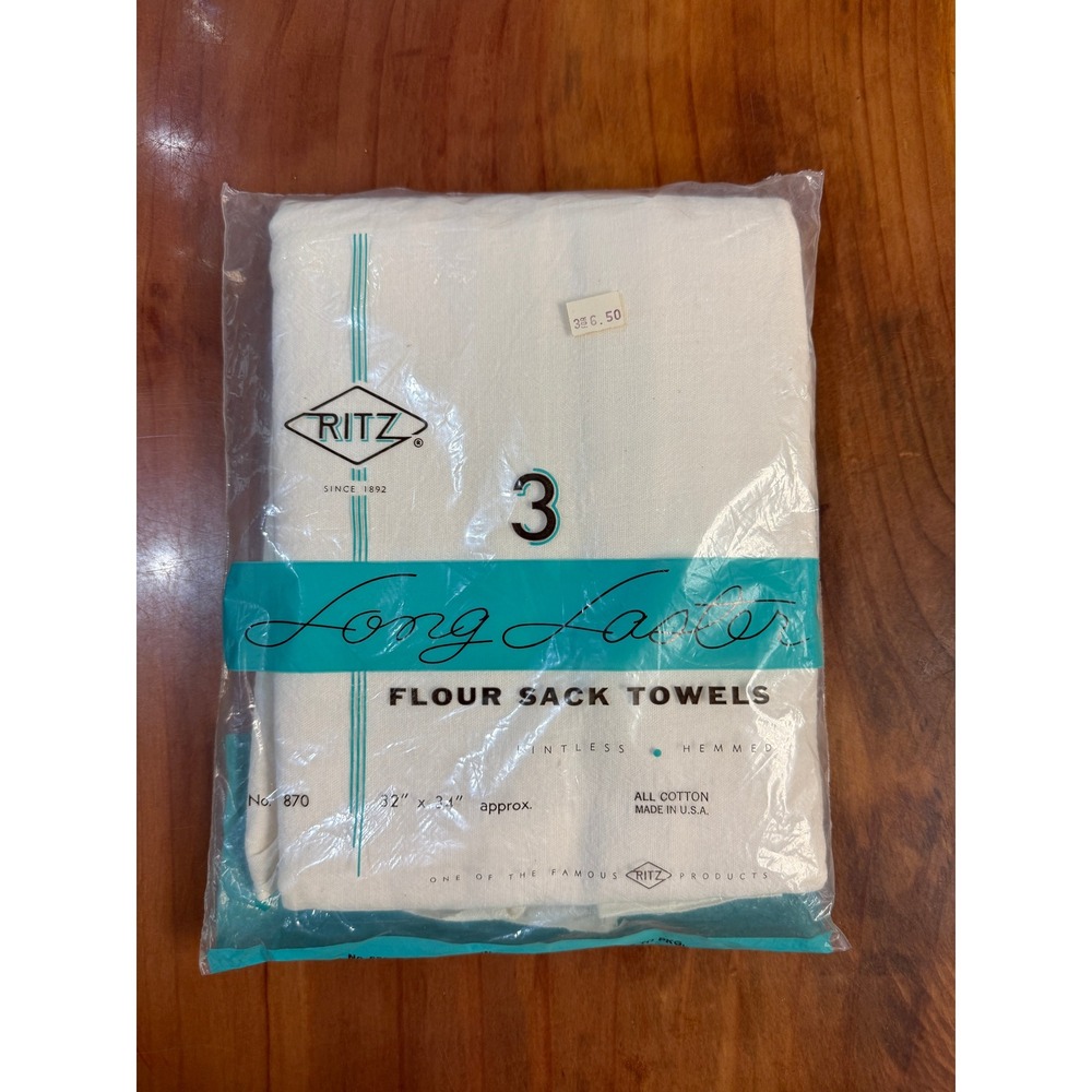 Vintage NOS Ritz Long Laster Flour Sack Towels 3 USA Cotton 32 x 34 NN11